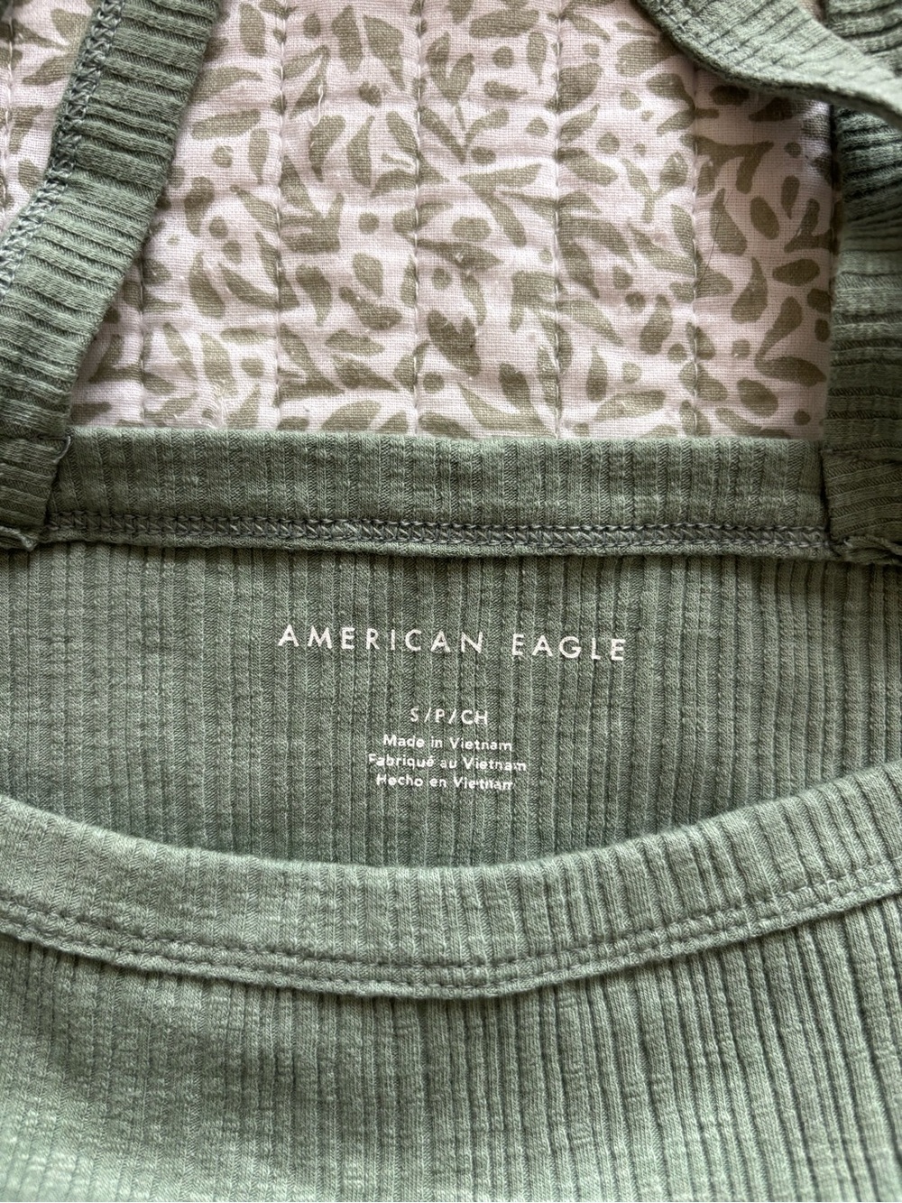 American Eagle Outfitters Ribbed Cropped Halter Tank - Sage Green - Picture 3 of 3